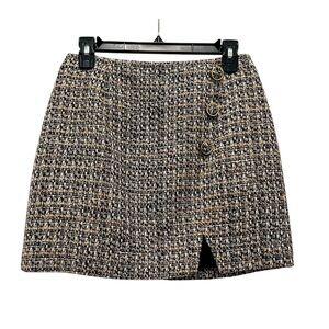 NWT Gianni Bini Chic Tweed Skirt with Button Detail Size 4
